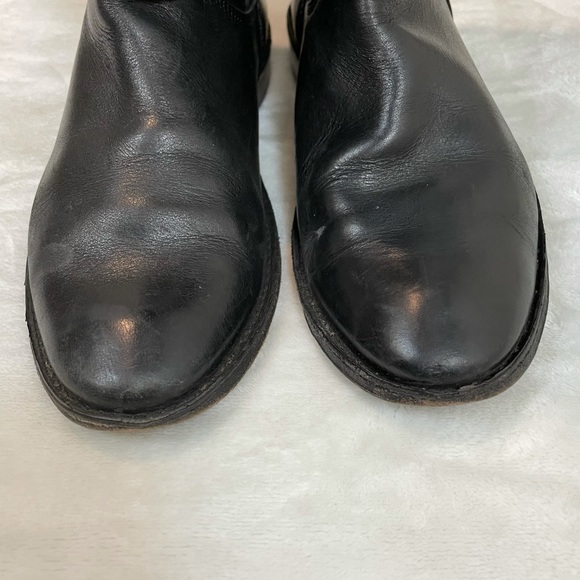 FRYE Shirley Black Tall Buckle Knee High Riding Boots Pull On Leather 6 - Picture 8 of 11